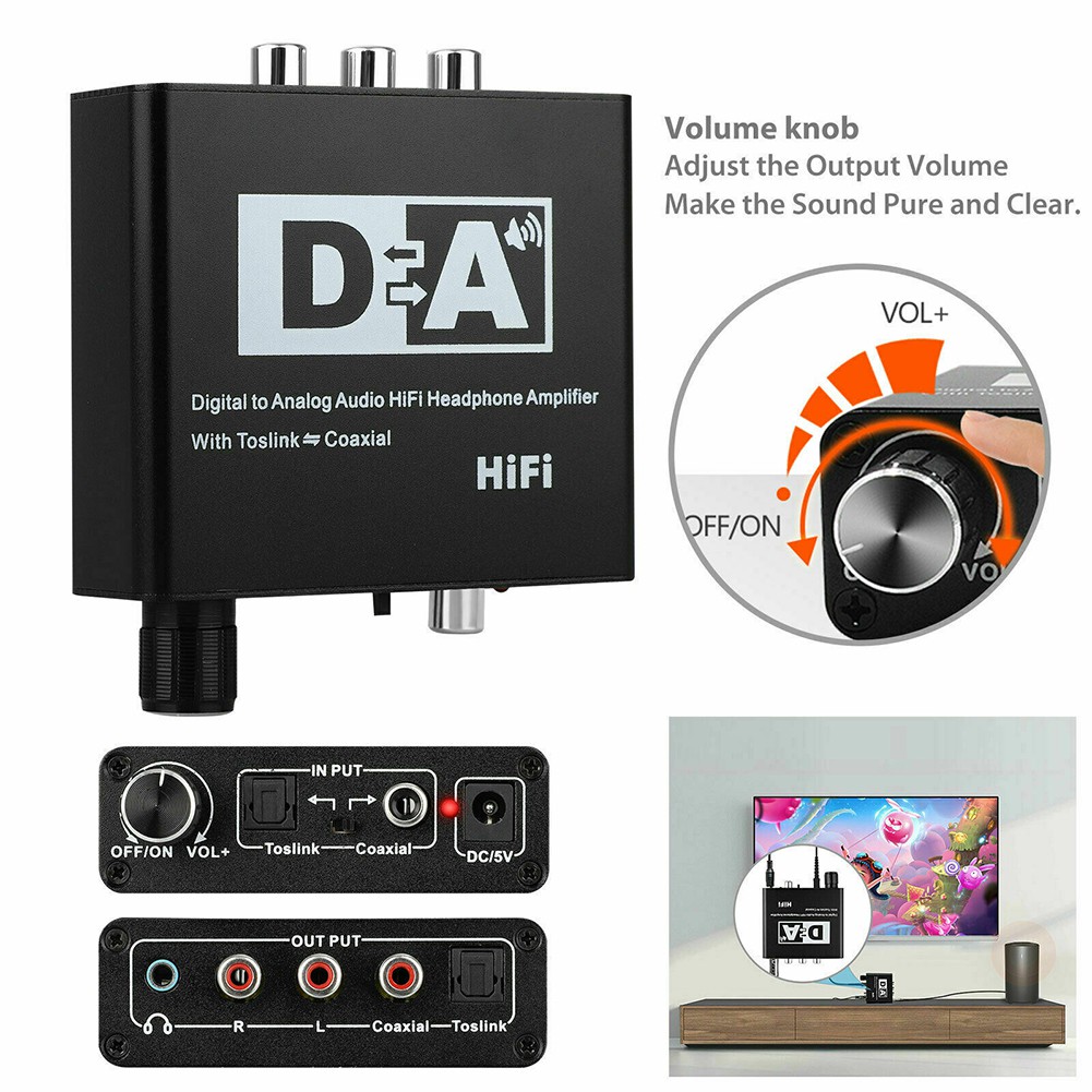 Hifi dac Amp Konverter Digital Ke Analog Audio RCA 3.5mm Headphone Amplifier Toslink Optical Coaxial Output dac 24bit