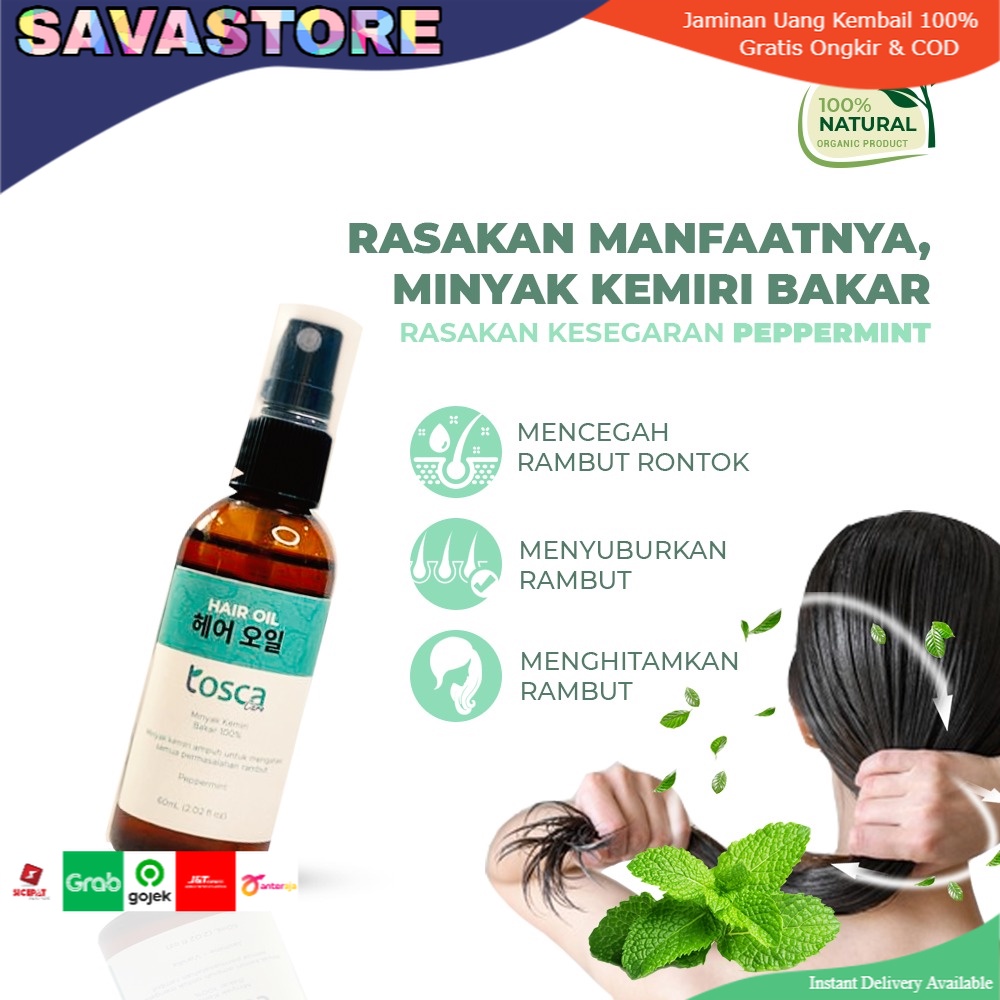 HAIR OIL TOSCA MINYAK KEMIRI BAKAR ASLI ATASI RONTOK RAMBUT 60ML