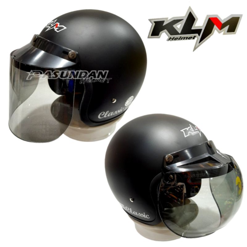 HELM KLM RETRO CLASSIC BOGO DEWASA Hitam Doff
