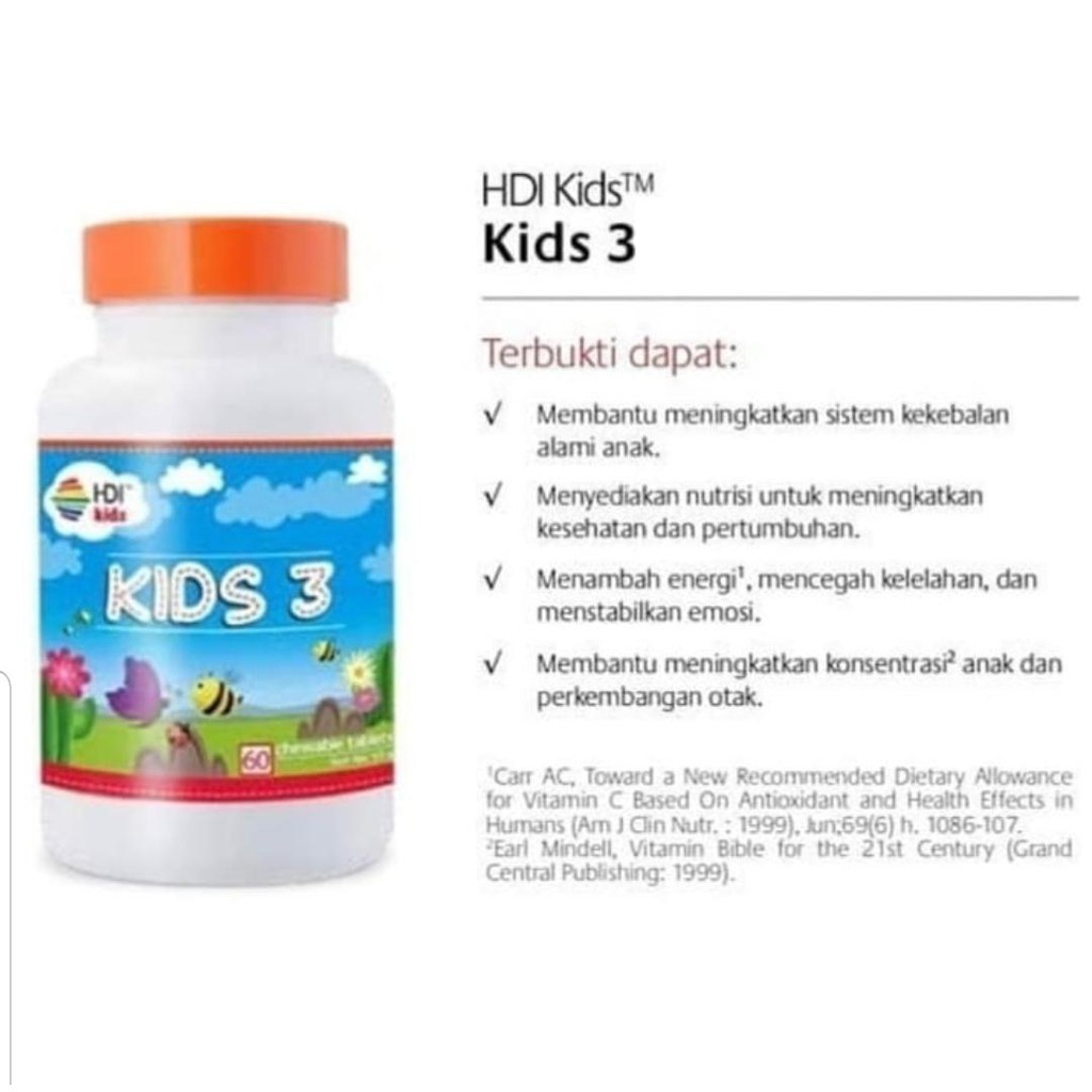 

HDI KIDS 3 / vitamin tablet kunyah untuk anak 100% original