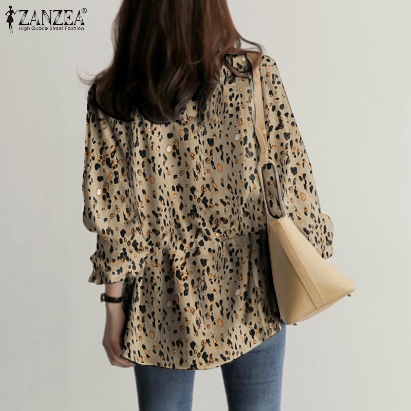 ZANZEA Women Fashion Long Flare Sleeve Drawstring Waist Casual Blouse