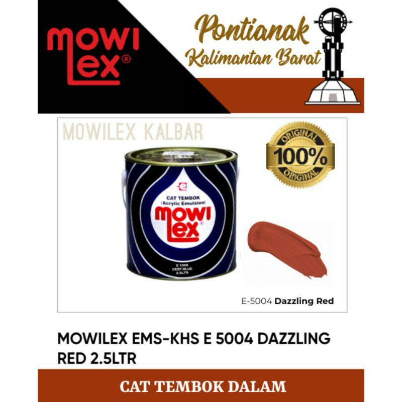 Cat Tembok Bagian Dalam, Mowilex Emulsion E 5004 Dazzilng Red 2.5 Liter