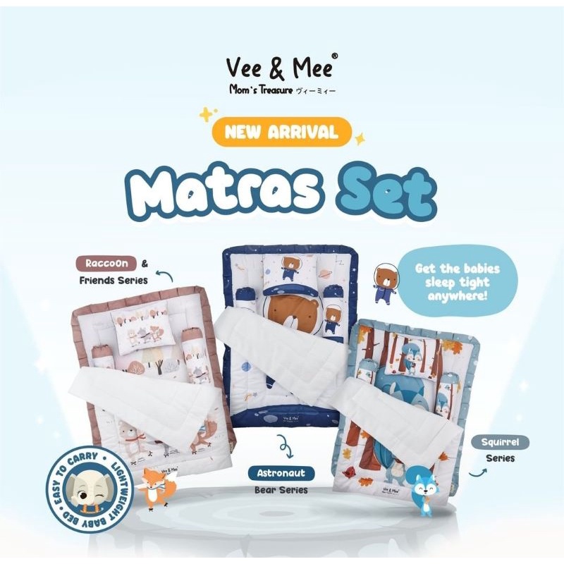 Vee &amp; Mee Matras Baby Bedding Set Astronaut Bear Series - Vmm1060