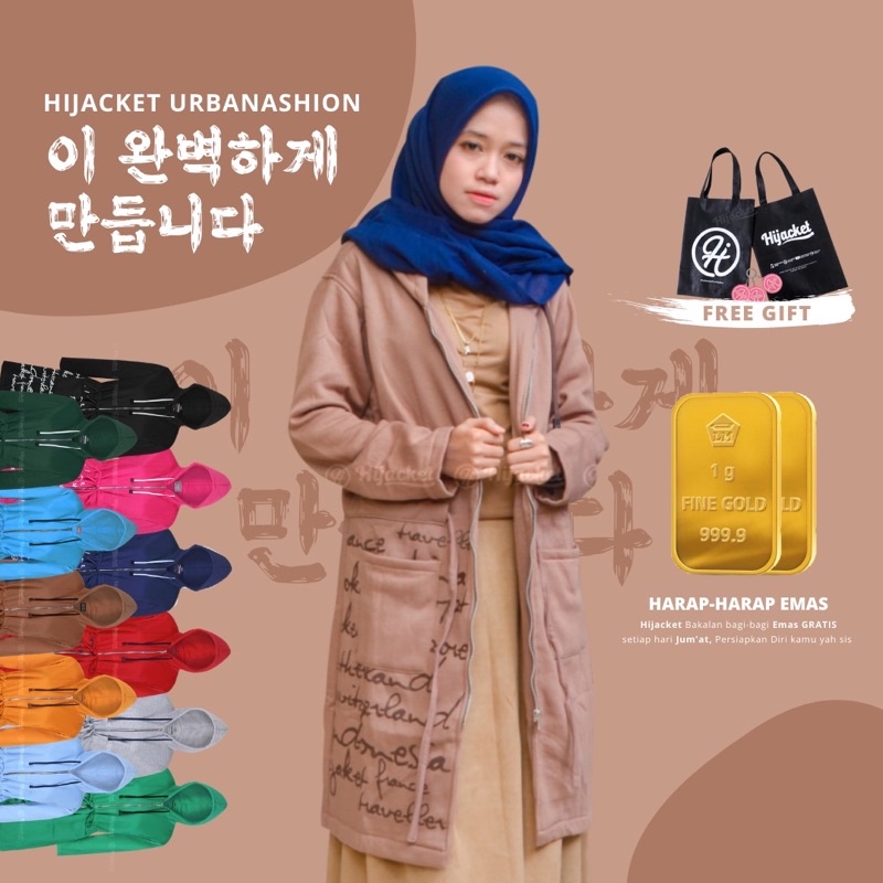 ✅Beli 1 Bundling 4✅ Hijacket URBANASHION Original Jacket Hijaber Jaket Wanita Muslimah Azmi Hijab-0