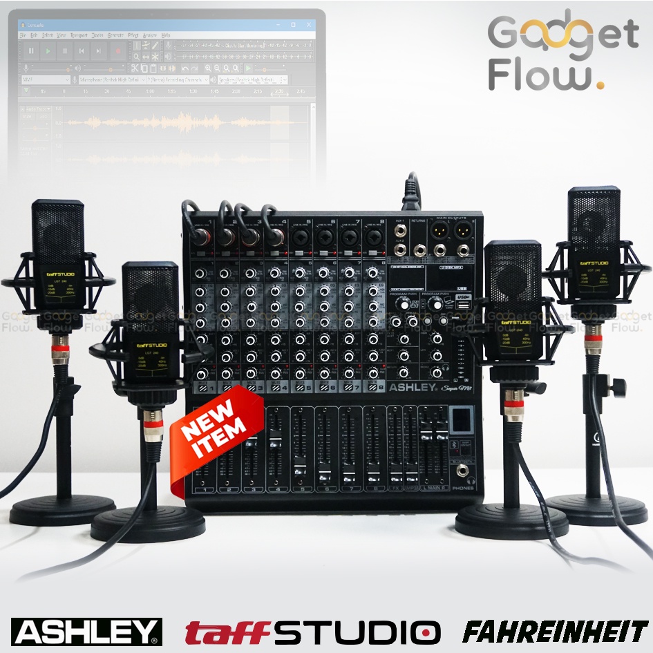 PAKET PODCAST 4 ORANG MIC MICROPHONE LG240 MIXER 8 CHANNEL ASHLEY