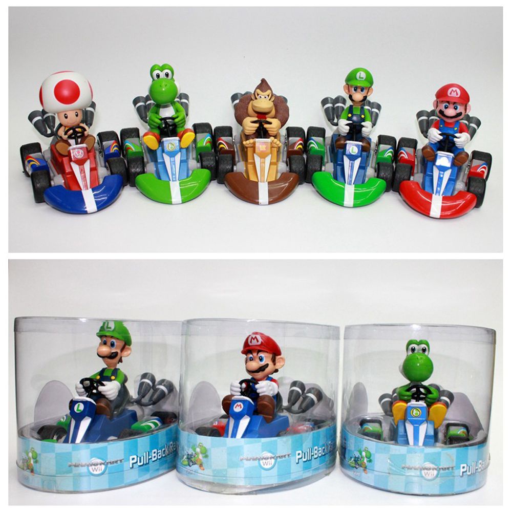 Needway  Children Gift Super Mario Anime Kart Pull Back Cars Martin pull back car Car Model Toys Princess Figure Creative Dragon Toy Mushroom PVC Bowser Figure Monkey Dragon Kart