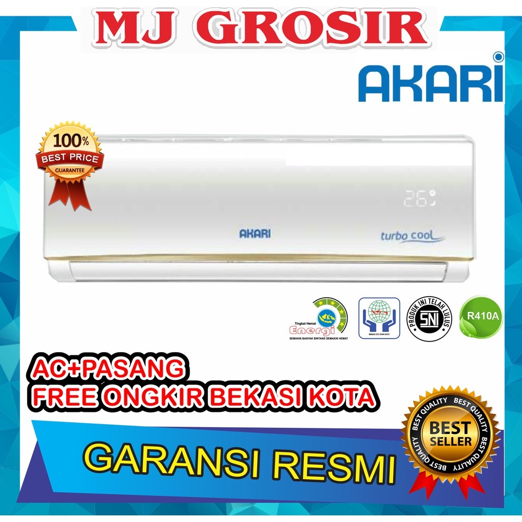 AC AKARI 05D3 LWI + PASANG 0.5 PK 1/2PK R410 LOW WATT TURBO COOL