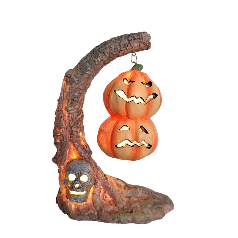 Ornamen Lampu Bentuk Labu Kelelawar Bahan Resin Untuk Dekorasi Halloween