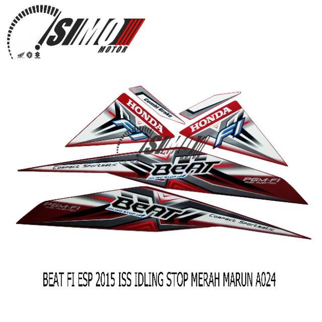 Striping Stiker Beat FI ESP X ISS IDLING STOP 2015 HITAM BIRU MERAH