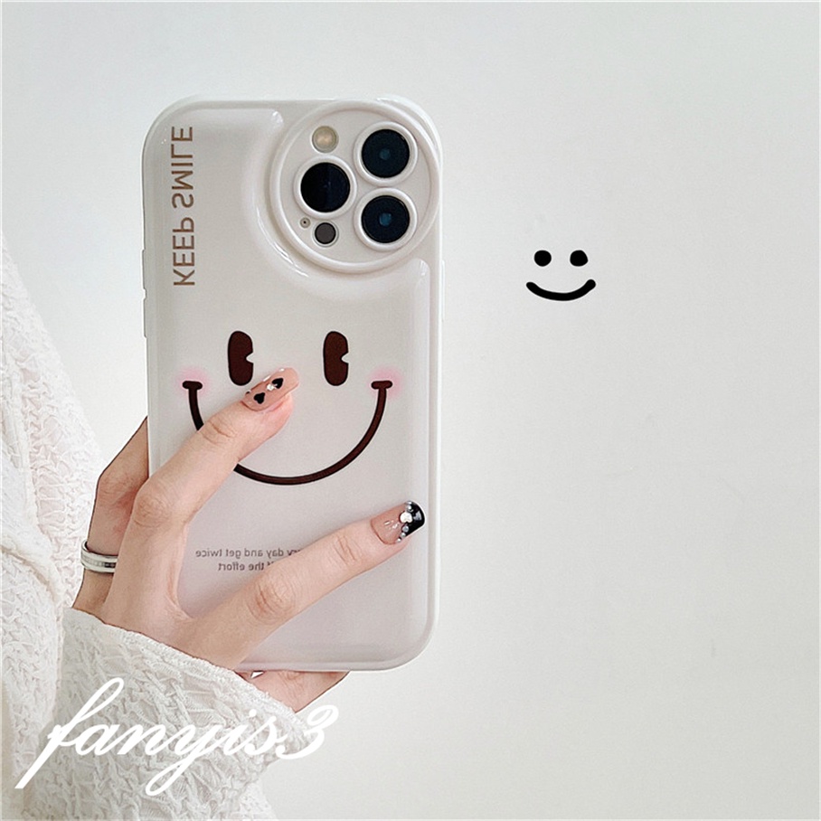 Compatible For iPhone 13 12 11 Pro Max X XR Xs Max 8 7 Plus SE 2020 Soft Case Silikon Desain Smiley Untuk