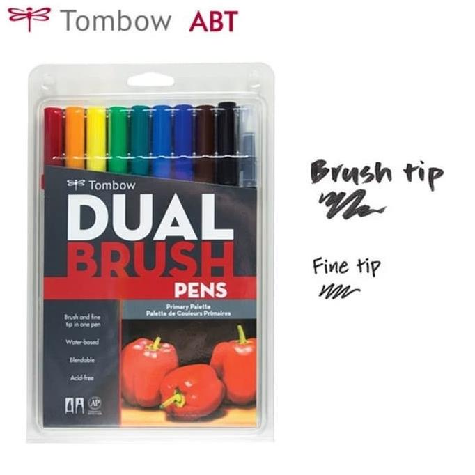 

[[COD]] Tombow ABT Dual Brush Pen Set 10 Warna with Brush - Primary Palette BOOM SALE Kode 1172