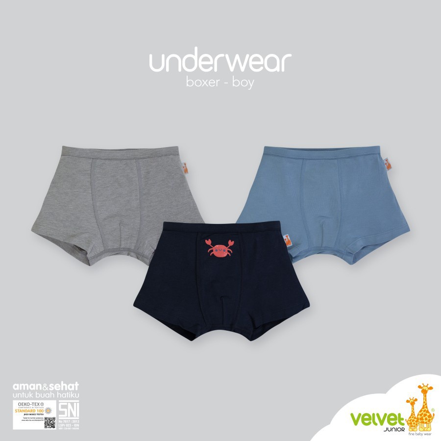 Celana Dalam Anak Laki-Laki Velvet Junior Boxer Briefs 3pcs