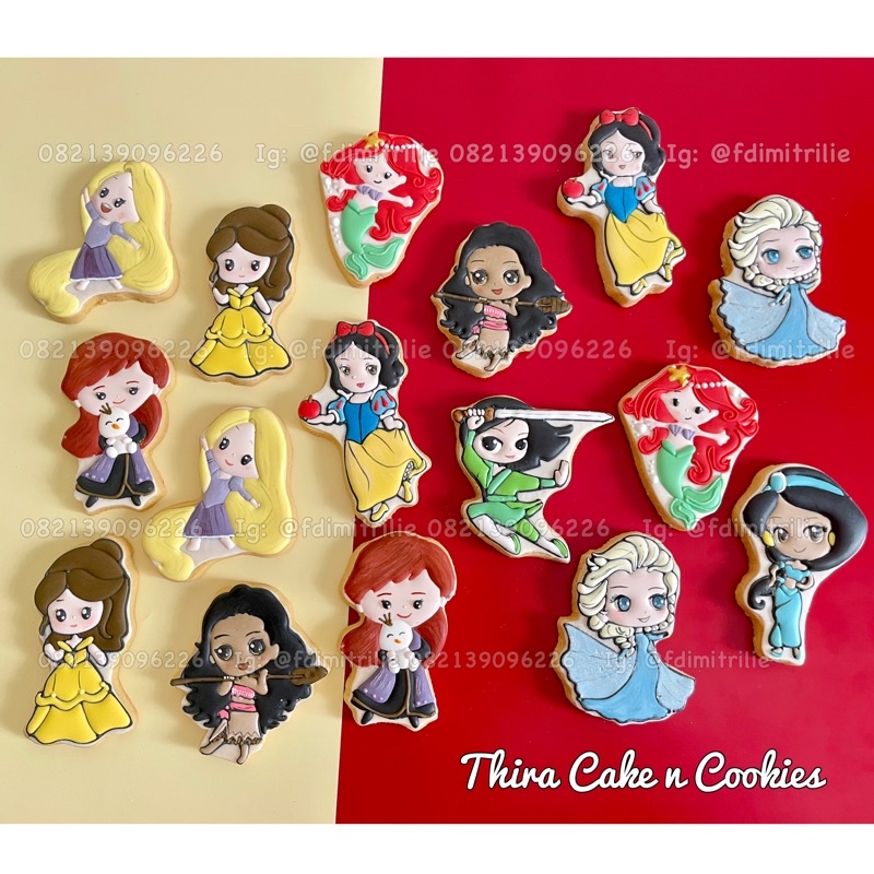 

custom pesanan kak Debby cookies princess disney kue kering kukis hias karakter icing sugar