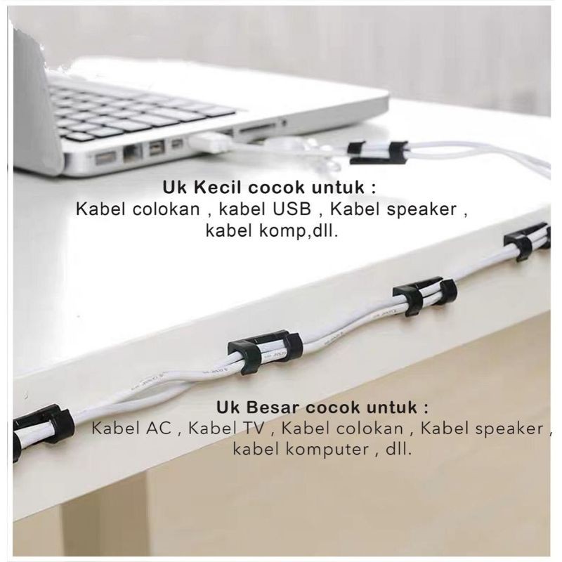 Klip Kabel Tempel Klem Kabel Tempel Clip Cable Organizer Pengikat Penjepit Kabel Tempel Tanpa Paku