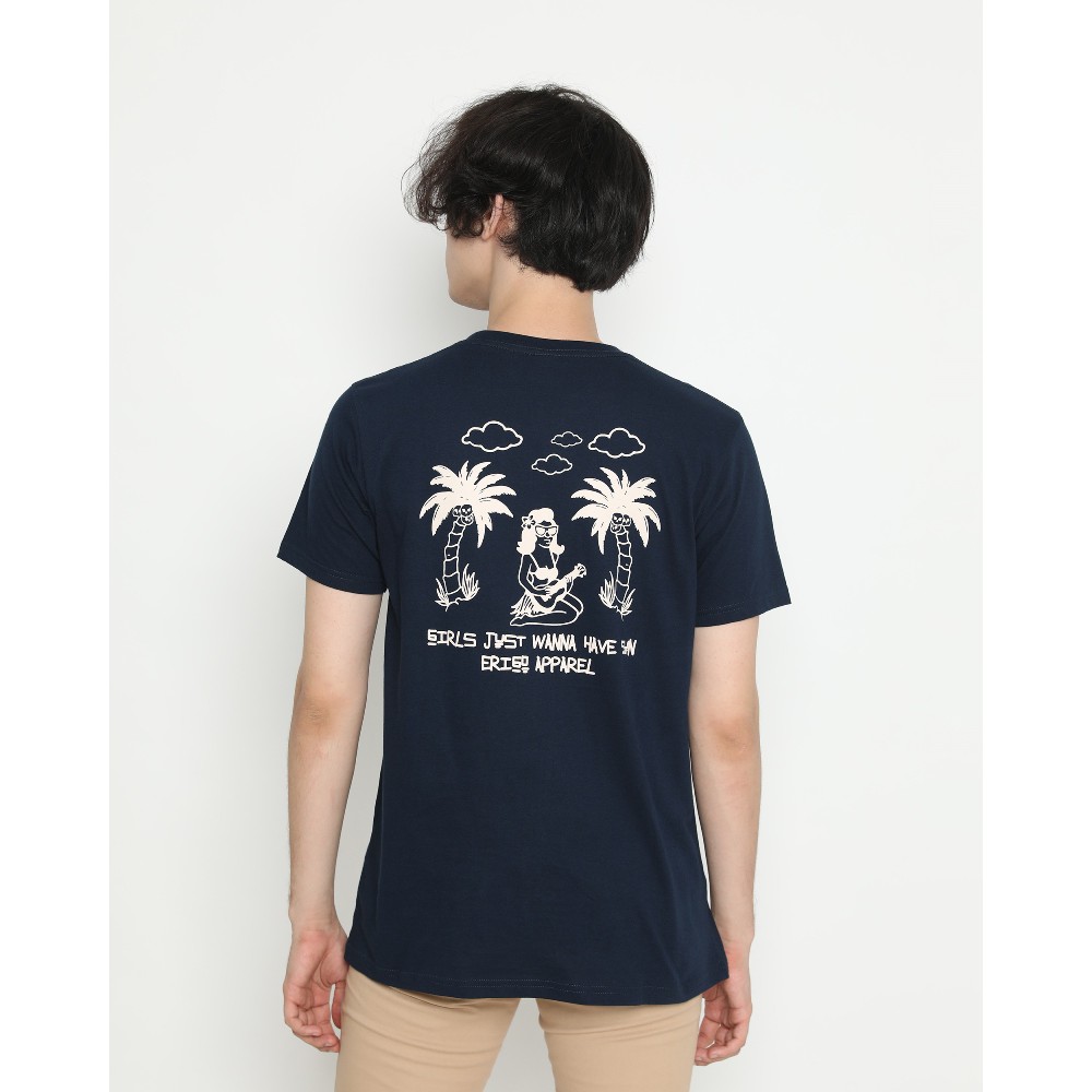 Baju Kaos Jacket Hoodie Flanel Erigo T-Shirt Summer Palm Navy Original Keren