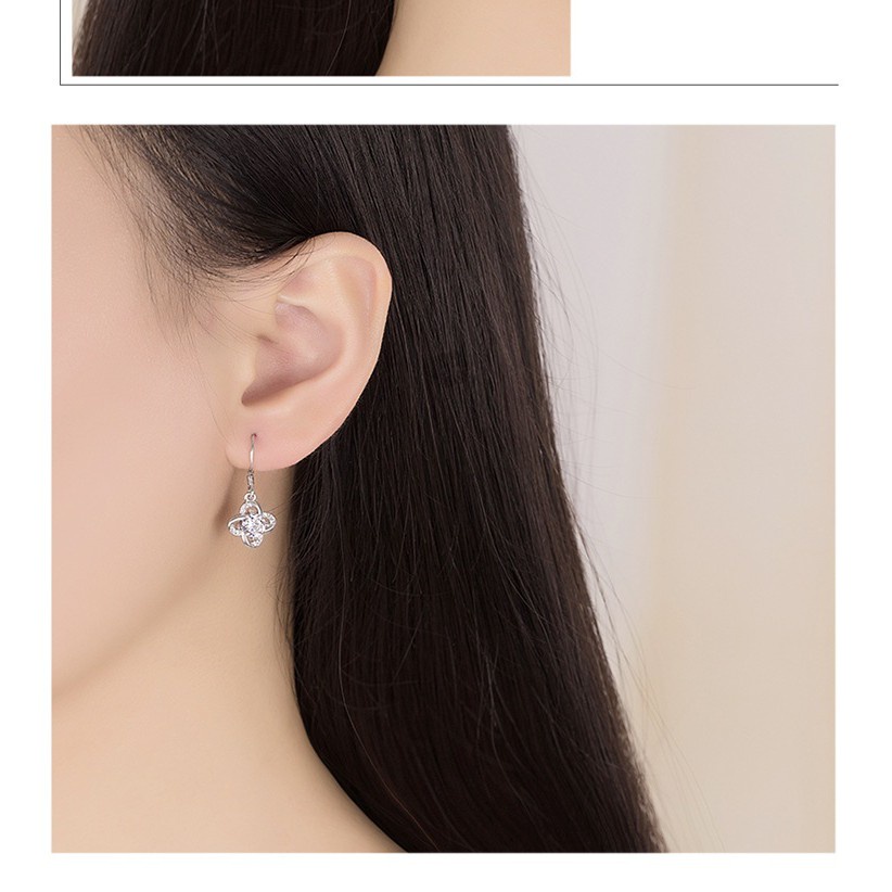 925 Perak Perempuan Liontin Anting-Anting Gaya Korea Geometris Bulat Clover Pearl Dolphin Fashion Ornamen