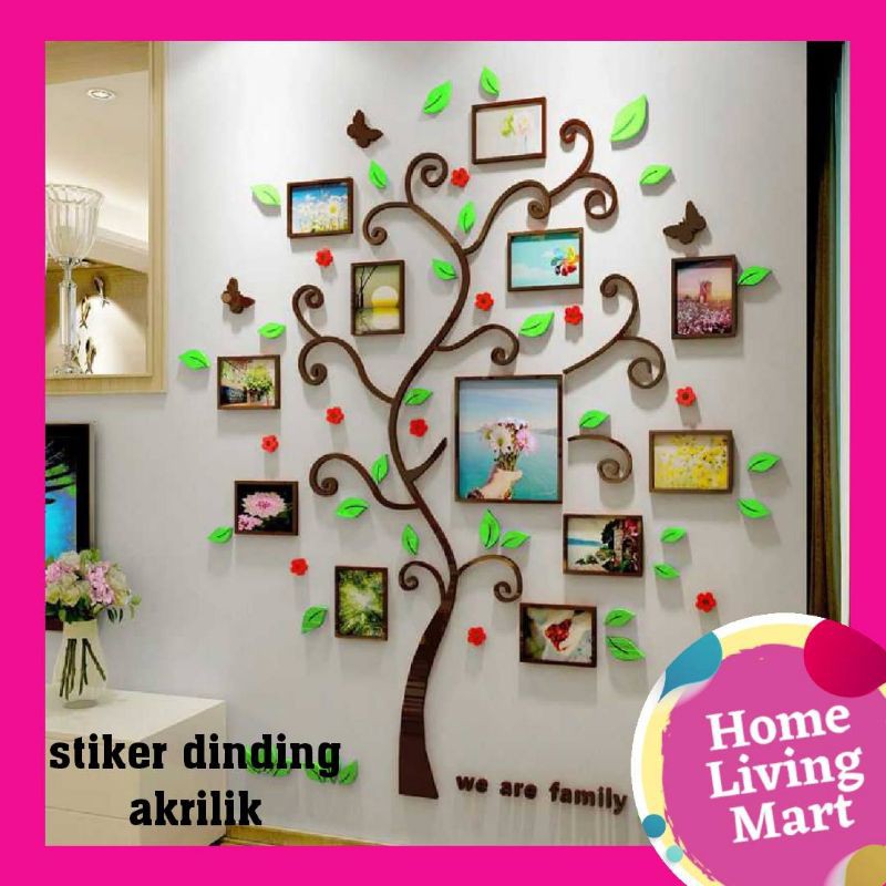 Stiker Dinding Akrilik / Stiker Dekorasi Dinding Ruang Tamu Kamar Model Pohon / Stiker Dinding 3D
