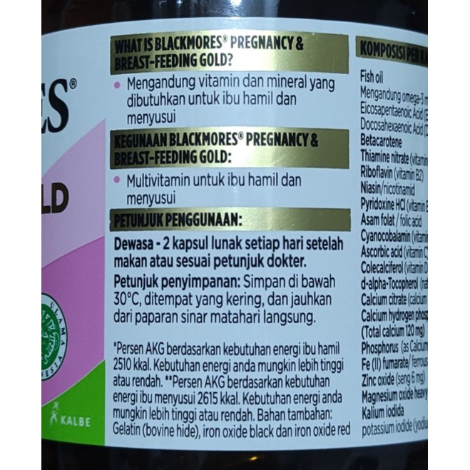 Blackmores Pregnancy &amp; Breast Feeding Gold (60 Tab) / Vitamin ibu dan bayi / Asam Folat