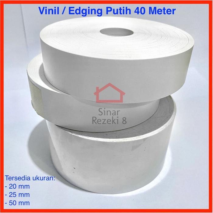 

25 mm Edging Putih Tipis 40 MTR / Vinil Vynil Dof Dop PVC Plimir Roll Kualitas Terjamin
