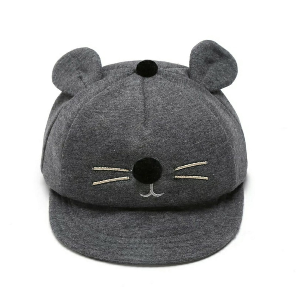 Topi Weasel 1 - 3 Tahun MAXKENZO Zilvia Store Topi Anak BerKualitas-Abu Abu