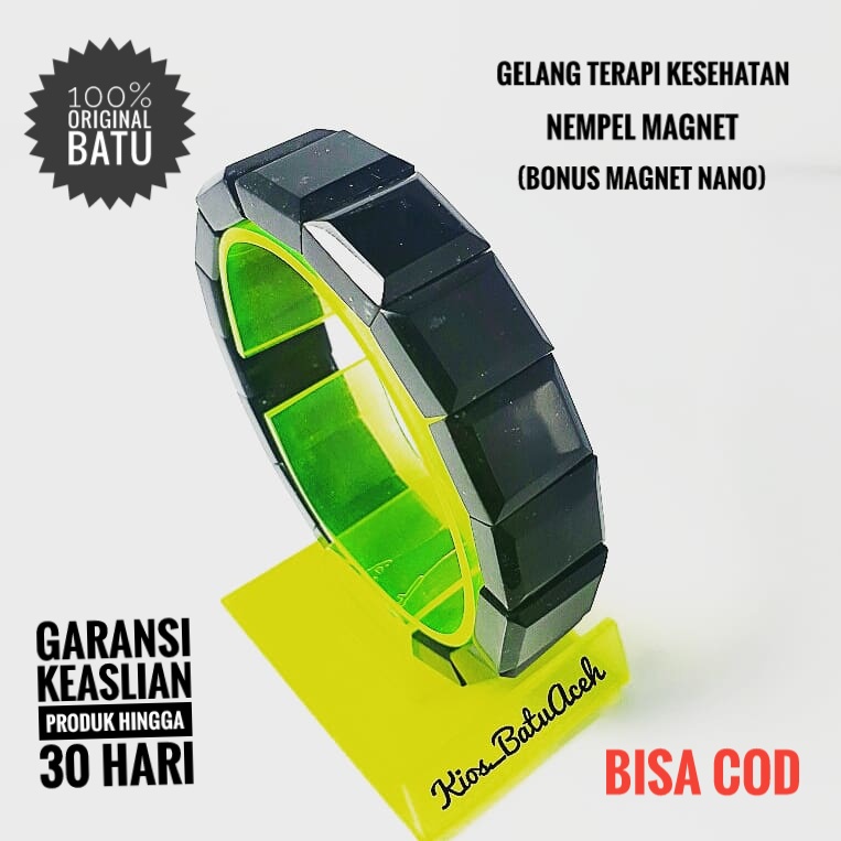 Gelang Batu Giok Hitam Black Jade Original Asli Aceh Petak Cutting