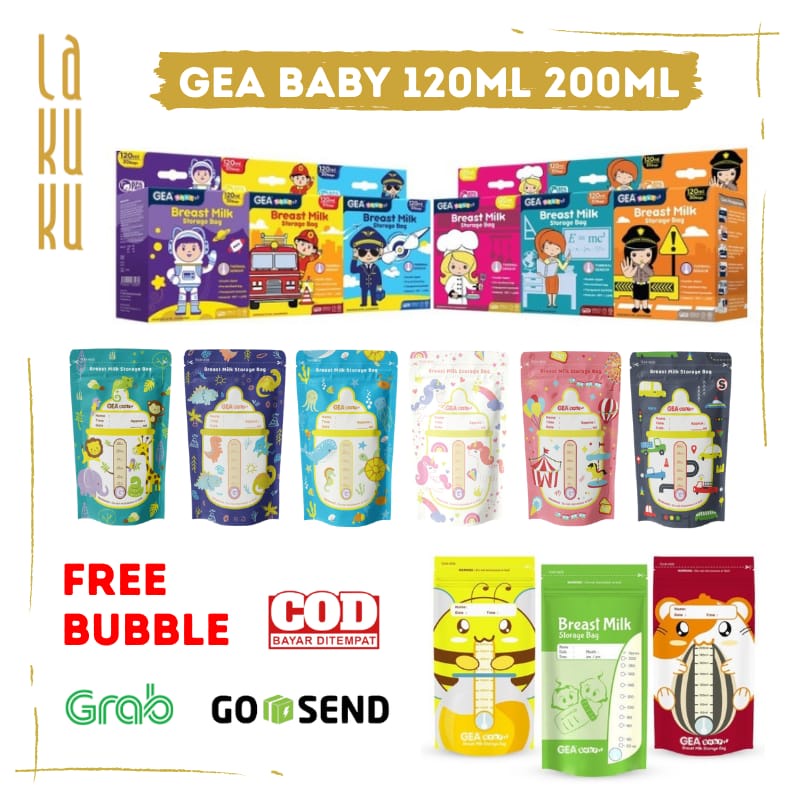 Kantong susu asi GEA BABY 120ml &amp; 200ml Breast Milk Storage Bag COD PACKING BUBBLE isi 30 lbr