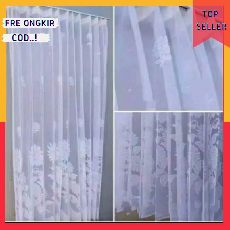 Vitrase Gorden Putih / vitrase matahari Polos/ vitrase tulip polos /selambu putih daleman gorden