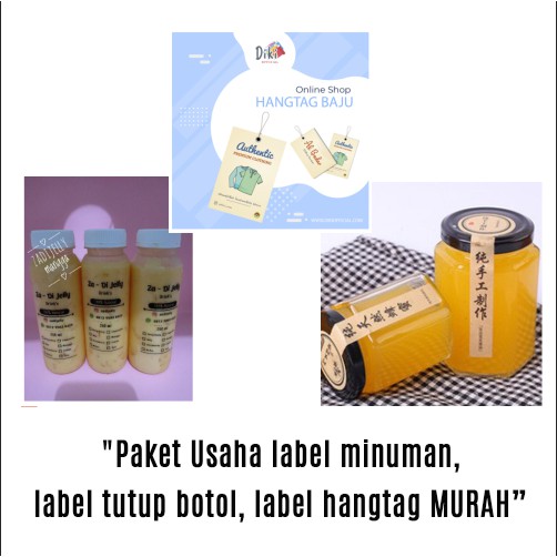 Paket Usaha label minuman, label tutup botol, label hangtag MURAH