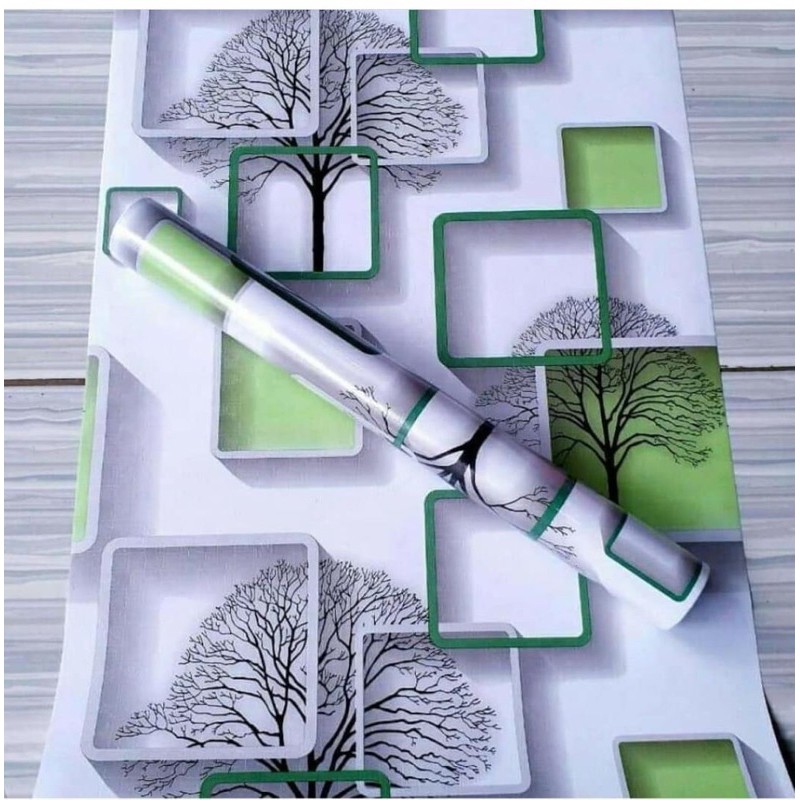 WALLPAPER MOTIF KOTAK 3D HIJAU