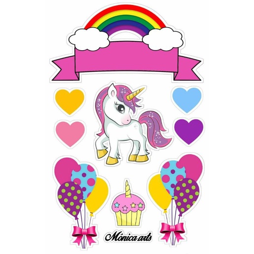 Topper cake kue unicorn bisa custom nama dan ucapan
