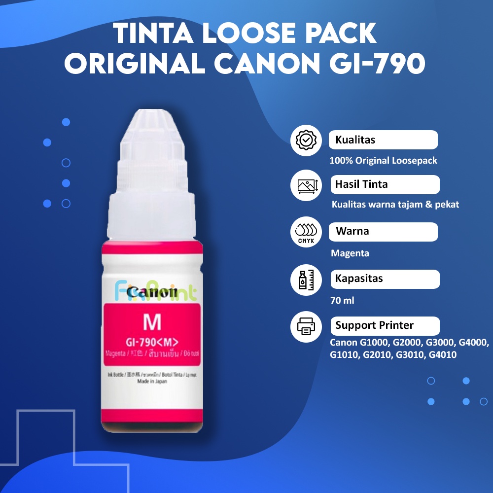 Tinta Refill Loose Pack Original Canon G1010 G2010 G3010 G4010 G4000 G1000 G2000 G3000 GI-790 Magenta, Tinta Refill Printer Canon G1000 G2000 G3000