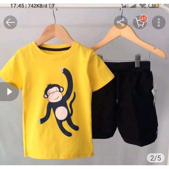 SETELAN ANAK LAKI LAKI DAN PEREMPUAN KARAKTER ANIMAL, BAJU STELAN ANAK PENDEK TERBARU KEKINIAN