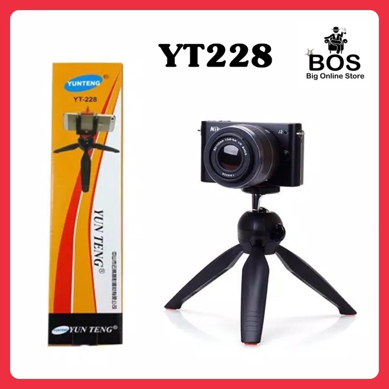 BOS - Tripod Yunteng Mini YT228 YT-228 +Holder U (Bisa buat HP &amp; Kamera)