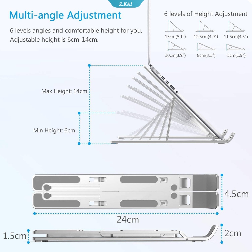 N8 Stand Laptop / Notebook / Tablet / Macbook Bahan Aluminum Bisa Dilipat