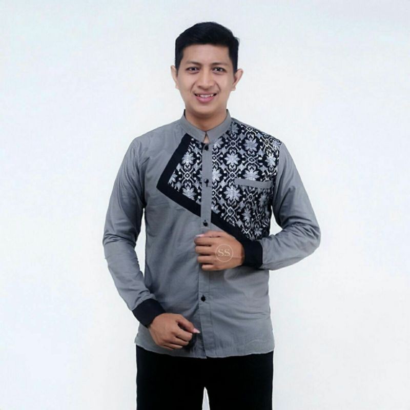 BAJU KOKO BATIK PRIA LENGAN PANJANG SERAGAM BATIK MURAH KOKO KOMBINASI