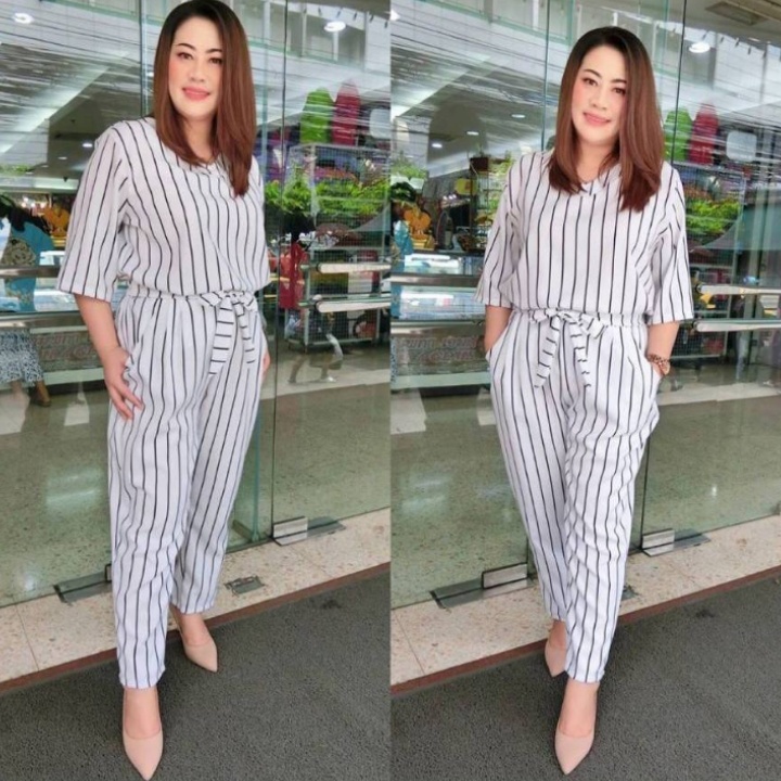 *[GLFK] Jumpsuit Sella / Jumpsuit Jumbo Salur / Bigsize Stripe Jumpsuit / Jumpsuit Jumbo / Pakaian Jumpsuit Wanita