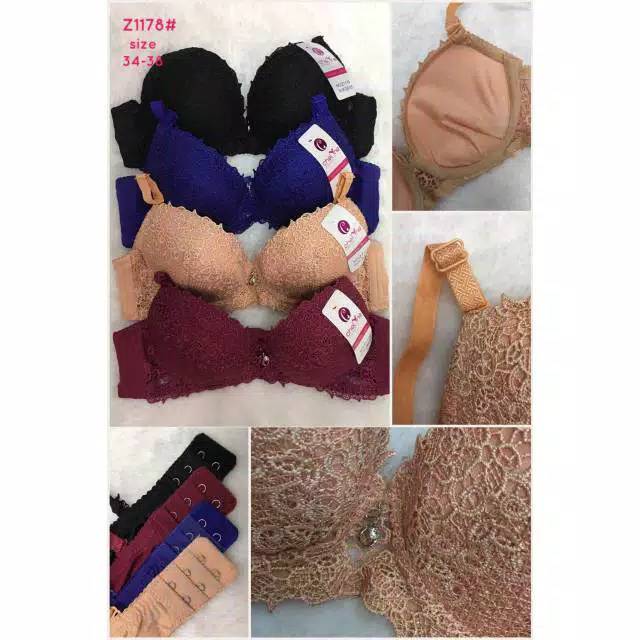 BUNGALILY - BH PUSH UP Z1178 PEMBESAR PAYUDARA BUSA TEBAL DIBAWAH ADA KAWAT BRUKAT RENDA