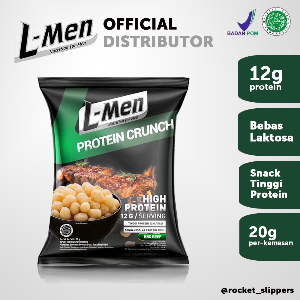 L-Men Protein Crunch BBQ Beef 20 gr Snack Diet Fitness High Protein Lmen