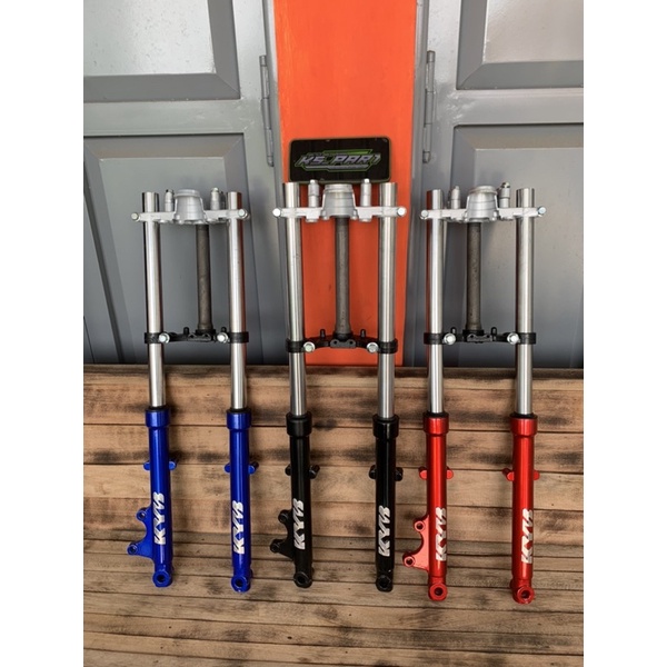 shockbreaker skok depan RX king modif KYB Merah biru hitam