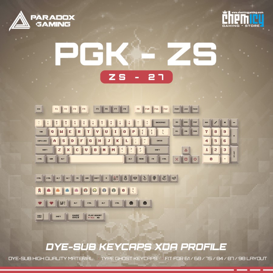 Paradox Gaming ZS-27 / ZS27 Dye-sub Keycaps 143 set XDA Profile