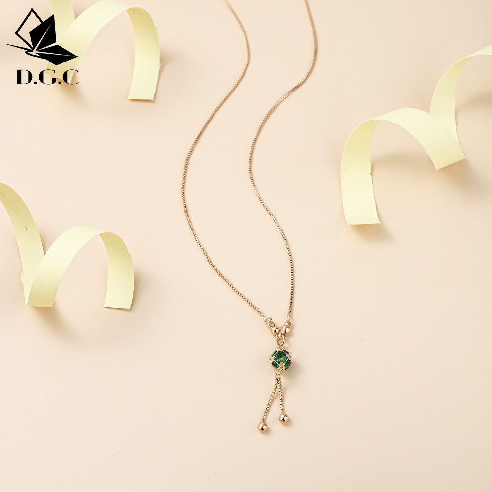 D.G.C✨COD✅Kalung Titanium Rumbai Mewah Permata Liontin Fashion Aksesoris Kalung Rantai Wanita Pria Perhiasan Emas D506