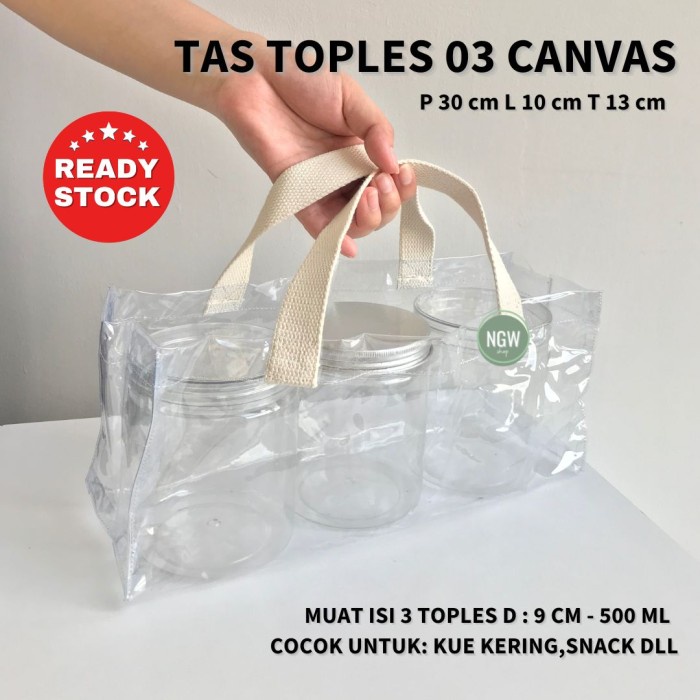 

Terlaris TAS TOPLES 03 PVC MIKA canvas handle 30x10x13 hampers goodie bag kado