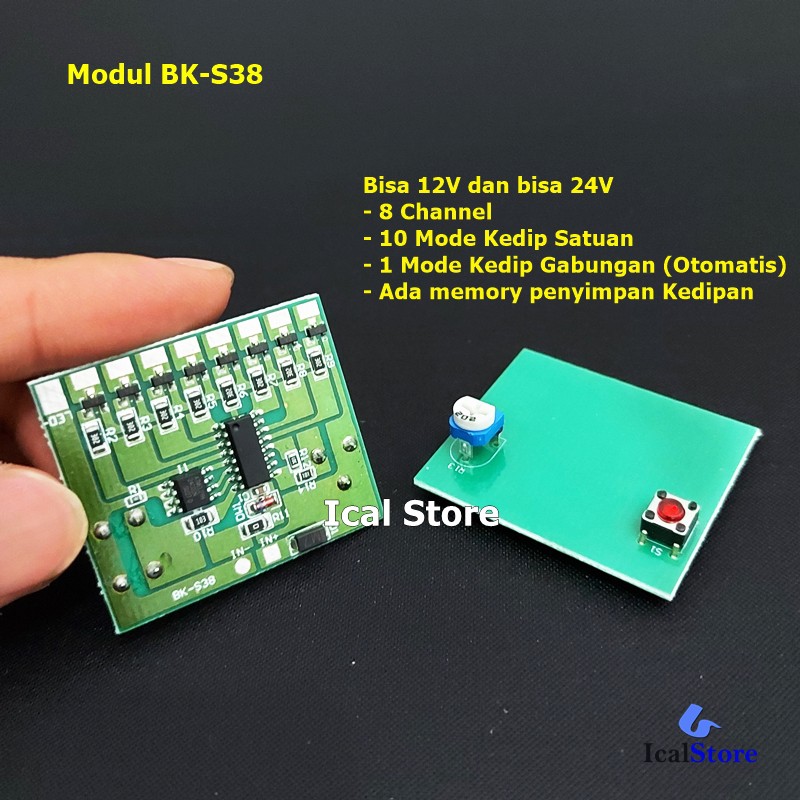 Modul BK-S38 Strobo LED 12V 24V 8 Channel Memory Manual Otomatis 8TR