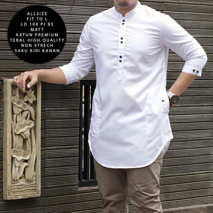 Koko Pria Dewasa Nsk 67 New Maroon Busana Muslim Nibras Ter SX340 Baju Panjang Salman - Putih