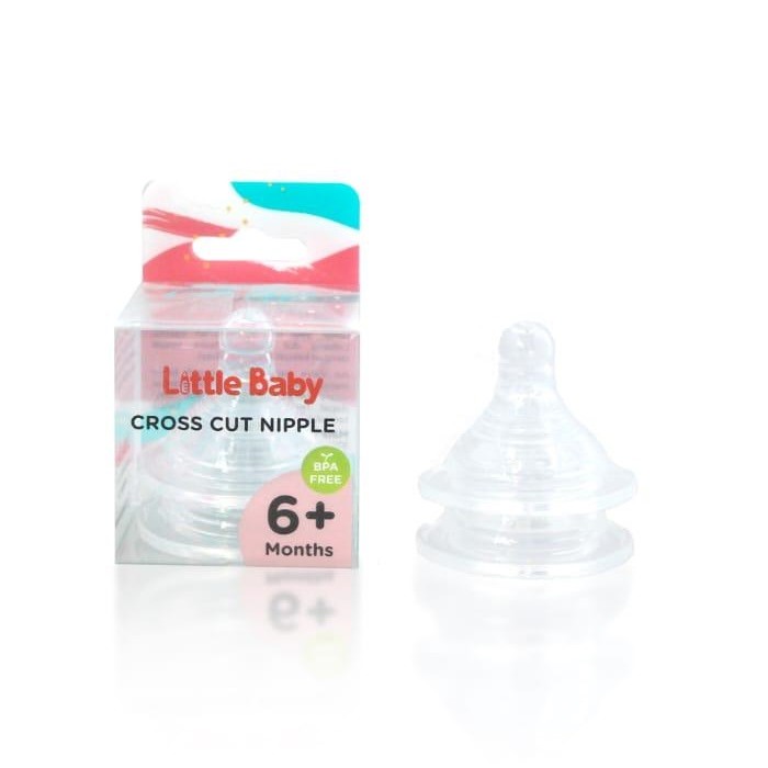 LITTLE BABY CROSS CUT NIPPLE WIDE NECK 6m+ Dot Botol Susu Bayi Anti Tumpah