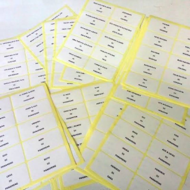 Print label nama undangan / cetak nama tamu undangan