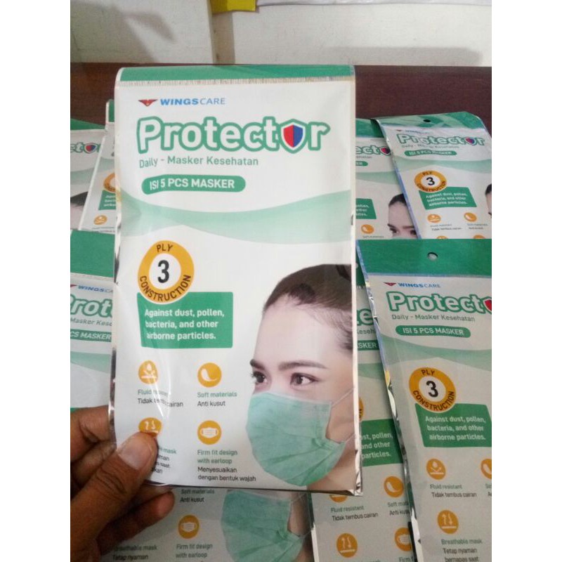 [isi 5] Masker Medis Wings Protector Sachet Surgical Mask 3ply Ori Daily 3 ply Earloop Murah Ori Wings care Saset Wingscare