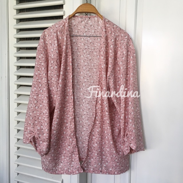 Kamala Outer // Outer Motif Bunga Warna Pink