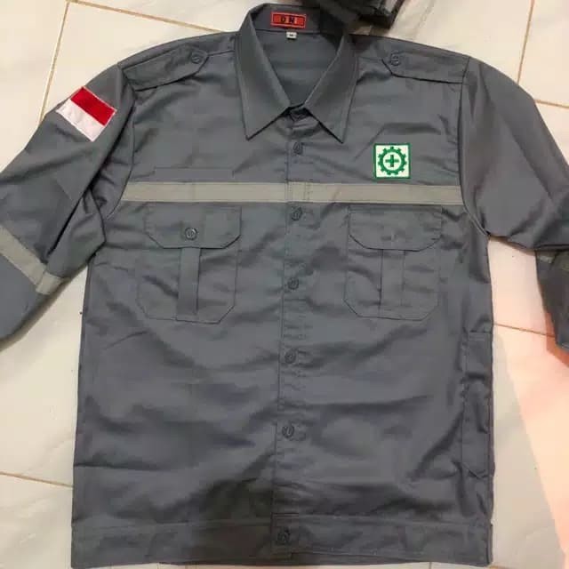baju safety lengan panjang logo k3 + bendera navy