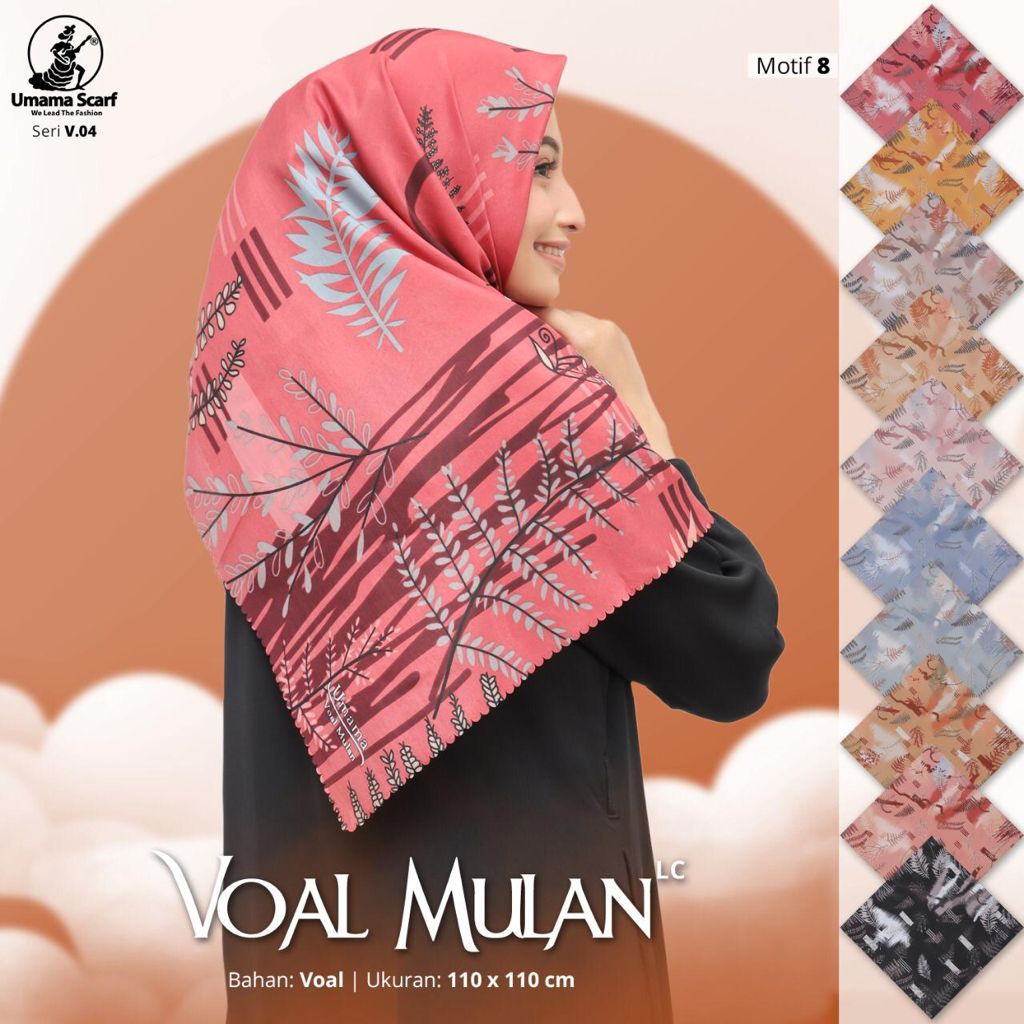 [TERBARU] V-04 Hijab Segi empat Umama Voal Motif Mulan Laser Cut / Jilbab SEGI 4 VOAL MOTIF MULAN PR